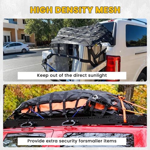 Cargo Net for Pickup Truck Bed, 4.8' x 6' Truck Bed Net, Heavy Duty Pickup Cargo Nets Safety Mesh Net with Cam Buckles & S-Hooks & Cross Straps in Kuwait