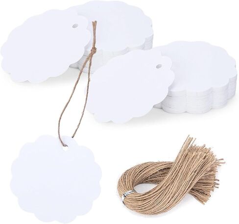 SallyFashion 100PCS White Paper Tags with String, Round Circle Gift Tags with String Blank Hang Tags for Clothing Price Gift Cupcake Tags in Saudi Arabia
