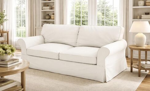 The Cotton Sofa Cover Only Fits Pottery Barn PB Comfort Grand Roll Arm Sofa. A Durable Sofa Slipcover Replacement (Beige Box Edge) in Kuwait
