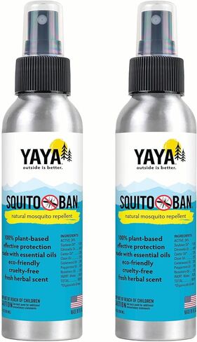 SQUITO BAN - Yaya Organics Mosquito Repellent | All Natural Bug Spray Made with Essential Oils, Family Friendly, DEET-Free | 4 Ounce Spray, 2-Pack in Saudi Arabia
