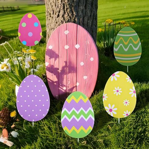زخارف بيض عيد الفصح الكبيرة: 12 قطعة كبيرة جدًا من زخارف شجرة عيد الفصح باللون الوردي والأصفر والأزرق، وزخارف بيض ملونة لطيفة لتزيين الشجرة، والأطفال في المنزل والمدرسة والمكتب وحفلات الربيع in Saudi Arabia