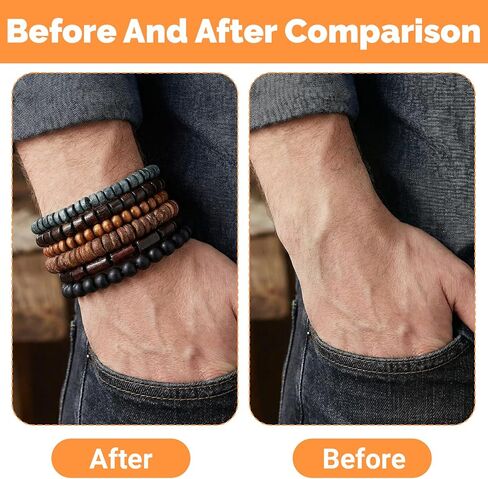 6 عبوات من الأساور الرجالية، أساور مطرزة للرجال، مجموعات أساور مطرزة خشبية عتيقة قابلة للتعديل كهدية لعيد الميلاد لصديق عيد الفصح، مجموعات الجرونج متعددة الطبقات للنساء in Kuwait