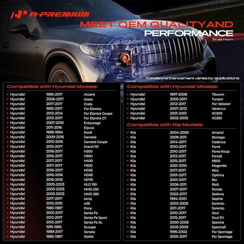 قرن الحلزون A-Premium متوافق مع Hyundai Elantra GT، Sonata، Santa Fe Sport XL، Accent، Tucson، Genesis Coupe، Veloster، Ioniq، Azera، Veracruz، Equus & Kia Soul EV، Optima، Sorento، Forte in Kuwait