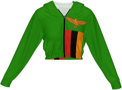 Zakqeik Women Long Sleeve Nicaragua Flag Crop Top Cute Zipper Cropped Fitted Shirts in Saudi Arabia