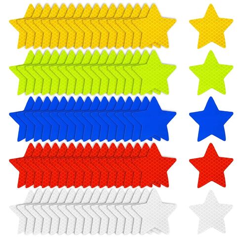 50 PCS Star Shaped Reflective Stickers, 5 Colors Star Reflective Stickers for Clothing Safety Warning Reflectives Sticker Waterproof Reflector Stars Sticker for Bike Car Clothes Supplies in Saudi Arabia