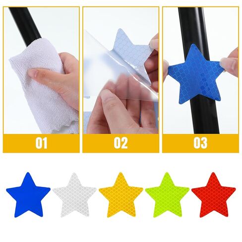 50 PCS Star Shaped Reflective Stickers, 5 Colors Star Reflective Stickers for Clothing Safety Warning Reflectives Sticker Waterproof Reflector Stars Sticker for Bike Car Clothes Supplies in Saudi Arabia