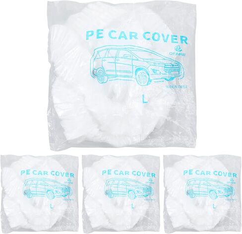 4pcs Disposable Car Cover Clear Plastic Car Cover Waterproof Cars Covers for Automobiles Universal Rain Dust Garage Coverwith Elastic Band Vehicle Coverfor Outdoor Snow Rain Weather in Saudi Arabia