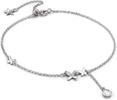 UTISUVIKO Heart Anklet for Women S925 Sterling Silver Adjustable Girl Summer Beach Foot Chain Cute Heart Anklet Bracelets Mother's Day Graduation Jewelry Gifts for Mom Wife Girlfriend in Saudi Arabia