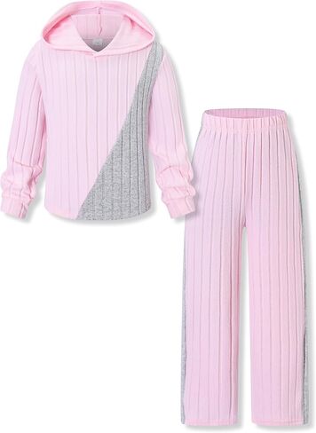 ملابس الفتيات مكونة من قطعتين سويت شيرت بقلنسوة بأكمام طويلة + بنطلون مجموعة خريف وشتاء مقاس 7-14 سنة in Kuwait