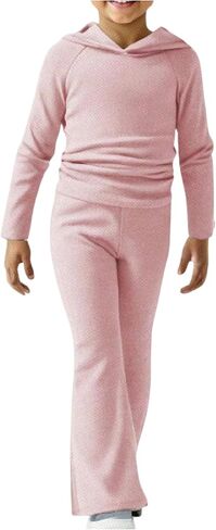 Girl's 2 Piece Fall Outfits Hoodies and Bell Bottoms Pullover Sweatshirts and Flare Leggings in Saudi Arabia