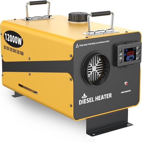 سخان ديزل 110 فولت/12/24 فولت 12000 وات، سخان انتظار ديزل هواء الكل في واحد بتصميم أنيق، يأتي مع جهاز تحكم عن بعد وشاشة LCD، وظيفة مؤقت لمرآب متجر المنزل (بدون موقوتة) in Kuwait