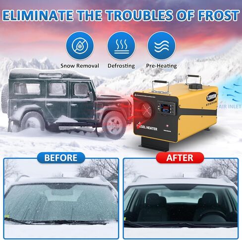 سخان ديزل 110 فولت/12/24 فولت 12000 وات، سخان انتظار ديزل هواء الكل في واحد بتصميم أنيق، يأتي مع جهاز تحكم عن بعد وشاشة LCD، وظيفة مؤقت لمرآب متجر المنزل (بدون موقوتة) in Kuwait