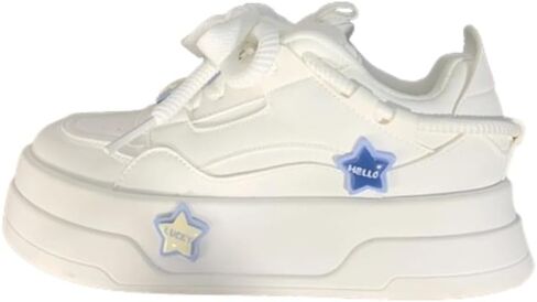 Removable 3D Star, Chunky Sneakers Women, Chunky Laces, Height Boost, Y2K Street Skate Platform Shoes, Trainers Girls in Saudi Arabia