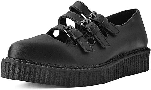 T.U.K. Shoes Black TUKskin Pointed 3-Strap Ankle Round Toe Oxford Sneaker Flats Mary Janes for Women in Saudi Arabia