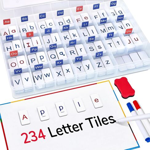 Classroom Magnetic Letter Tiles for Phonics and Spelling-JoyCat 234 Foam Alphabet Tiles Magnetic Letters with Double-Side Magnet Board and Compartment Storage Case in Kuwait