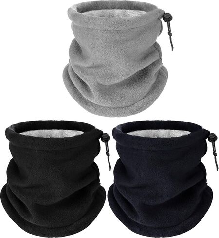 Winter Neck Warmer Fleece Neck Gaiter Drawstring Face Cover Ski Mask Thick Windproof Scarves for Men Women Skiing Hiking Cycling Cold Weather Outdoor Activities in Saudi Arabia