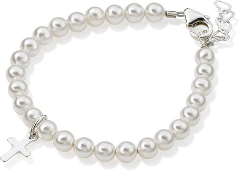 سوار المعمودية من الفضة الاسترليني | لآلئ مقلدة نمساوية | مجوهرات بنات اطفال | هدايا التعميد الكاثوليكية للفتيات | هدايا المعمودية للفتاة | سوار التعميد الأنيق | فتاة المعمودية in Kuwait