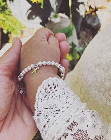 سوار المعمودية من الفضة الاسترليني | لآلئ مقلدة نمساوية | مجوهرات بنات اطفال | هدايا التعميد الكاثوليكية للفتيات | هدايا المعمودية للفتاة | سوار التعميد الأنيق | فتاة المعمودية in Kuwait