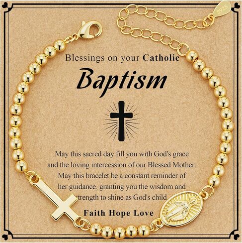 Easter Basket Stuffers for Girls Women Virgin Mary Cross Bracelet Non Tarnish Baptism First Communion Confirmation Gifts Christian Religious Catholic Jewelry in Kuwait