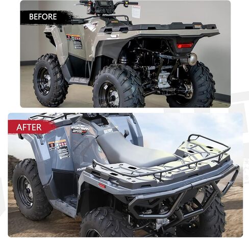 A & UTV PRO Rear Rack Extender for Polaris Sportsman 570 450 H.O. 2021 2022 2023 2024 2025, Heavy Duty Steel ATV Back Luggage Rack Extender Accessories, Replace OEM #2884841, Black in Saudi Arabia
