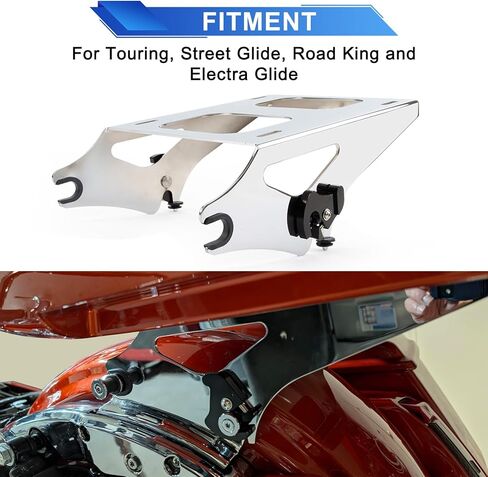 Detachable Two Up Pak Mounting Luggage Rack Compatible for Touring Street Glide Road King Electra Glide 2014-2025 (Chrome) in Saudi Arabia