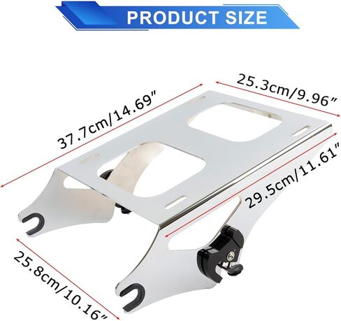 Detachable Two Up Pak Mounting Luggage Rack Compatible for Touring Street Glide Road King Electra Glide 2014-2025 (Chrome) in Saudi Arabia