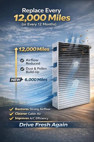 CF12157 Cabin Air Filter for Smooth Airflow & H11-Grade Filtration, Fit for Toyota Camry 2018-2024, Corolla 2019-2024, Rav4 2019-2023 Prius 2016-2024 Highlander Avalon - Skyblue Composite Media in Kuwait