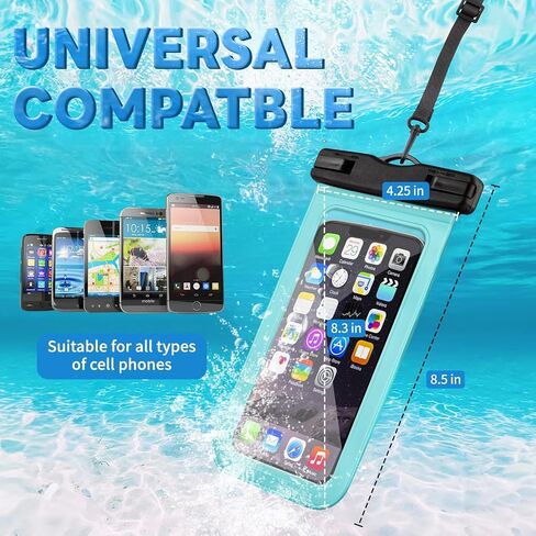 2 حزمة من أكياس الهاتف المقاومة للماء، حافظة هاتف عالمية مقاومة للماء مع حبل لهاتف iPhone 15/14/13/12/12 Pro Max/Galaxy 21 حتى 7.5 بوصة، حافظة مقاومة للماء IPX8 للهاتف المحمول حقيبة جافة للسفر على الشاطئ والسباحة in Kuwait