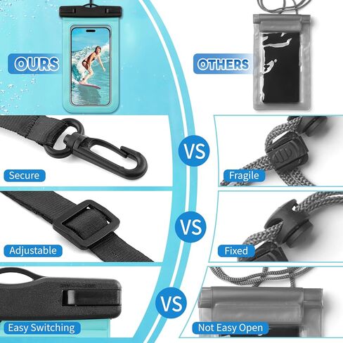 2 حزمة من أكياس الهاتف المقاومة للماء، حافظة هاتف عالمية مقاومة للماء مع حبل لهاتف iPhone 15/14/13/12/12 Pro Max/Galaxy 21 حتى 7.5 بوصة، حافظة مقاومة للماء IPX8 للهاتف المحمول حقيبة جافة للسفر على الشاطئ والسباحة in Kuwait