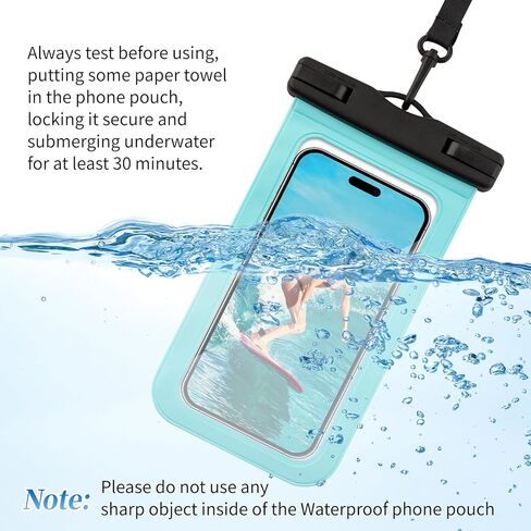 2 حزمة من أكياس الهاتف المقاومة للماء، حافظة هاتف عالمية مقاومة للماء مع حبل لهاتف iPhone 15/14/13/12/12 Pro Max/Galaxy 21 حتى 7.5 بوصة، حافظة مقاومة للماء IPX8 للهاتف المحمول حقيبة جافة للسفر على الشاطئ والسباحة in Kuwait