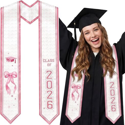 وشاح التخرج من Berlune Pink Bow فئة 2026 وشاح العلم المختلط 72 بوصة شرف سرق للتخرج in Saudi Arabia