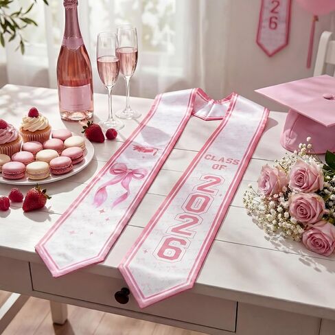 وشاح التخرج من Berlune Pink Bow فئة 2026 وشاح العلم المختلط 72 بوصة شرف سرق للتخرج in Saudi Arabia