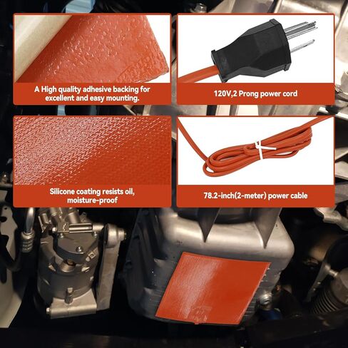 Engine Heater Pads, 6"x8" Car Engine Heater Pad Electric 300W Car Oil Pan Heater Pad Engine Block Oil Tank Heater Pad with 4.9 Ft Cord (2) in Kuwait