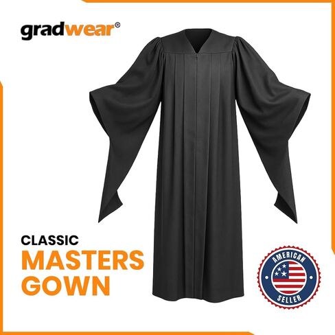 ثوب التخرج Gradwear Classic Masters، للجنسين درجة الماجستير (57(6'0" - 6'2")، أسود) in Kuwait
