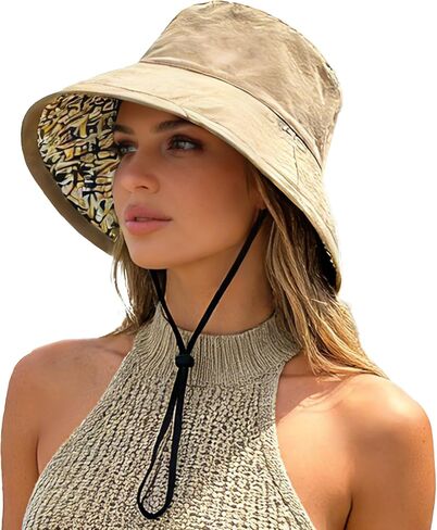 Women's Summer Sun Hat - Reversible Design with Striped Lining Adjustable Brim for Travel and Outings Cap in Saudi Arabia