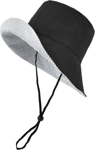 Women's Summer Sun Hat - Reversible Design with Striped Lining Adjustable Brim for Travel and Outings Cap in Saudi Arabia