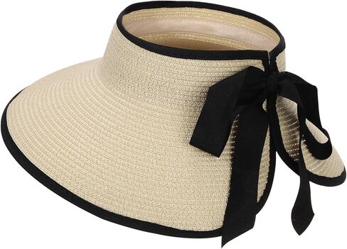 Lanpet Beach Sun Hats for Women Sun Visors Wide Brim Foldable Straw Hats Packable for Travel Vacation in Saudi Arabia