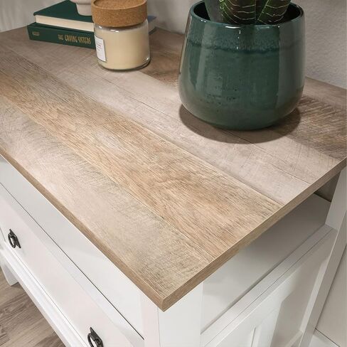 خزانة ملفات جانبية ذات درج واحد، لمسة نهائية بيضاء مع لمسات خشبية، منظم ملفات واسع للمستندات/المستندات القانونية/A4/F4، صندوق تخزين للمكتب المنزلي، تصميم مضغوط in Kuwait