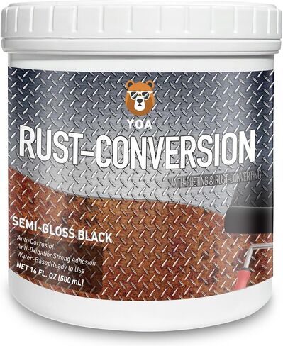 طلاء YOA Rust Converter وطلاء معدني 2 في 1، أسود غير لامع 16oz. مناسب للمعادن، وإطارات المقطورات والشاحنات، وصناديق الشحن، وهياكل السيارات، والقوارب، وما إلى ذلك. مزيل صدأ قوي للغاية، ومثبط، ومحول in Kuwait