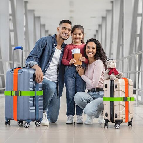 6 Pack Luggage Straps for Suitcases, 4PCS TSA Approved Suitcse Belt with 2PCS Comfort Soft Luggage Handle Wraps, Adjustable Travel Accessories for Briefcases Bags Closure Safety (4 Colors) in Kuwait