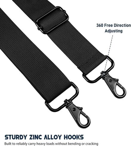 حزام كتف 72 بوصة، حزام كتف بديل عالمي قابل للتعديل لحقيبة الكمبيوتر المحمول مع أبازيم وخطافات معدنية لحقيبة الكمبيوتر المحمول وحقيبة كروس وحقيبة الأمتعة/القماش القماشي، أسود in Kuwait