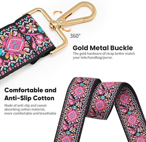 Purse Strap Wide Replacement Crossbody Bag Straps, 1.5" Handbag Shoulder Strap, Adjustable Tote Belt (Pink-Gold Buckle) in Saudi Arabia