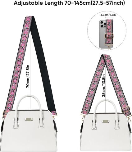Purse Strap Wide Replacement Crossbody Bag Straps, 1.5" Handbag Shoulder Strap, Adjustable Tote Belt (Pink-Gold Buckle) in Saudi Arabia