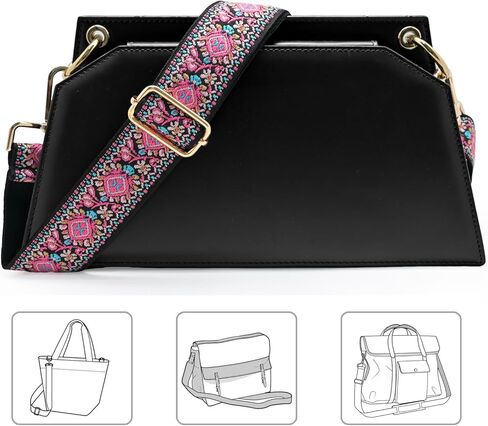 Purse Strap Wide Replacement Crossbody Bag Straps, 1.5" Handbag Shoulder Strap, Adjustable Tote Belt (Pink-Gold Buckle) in Saudi Arabia