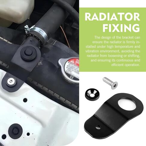 Radiator Stay Mount Bracket, Aluminum Alloy Radiator Support Bracket with Washer Kit, Compatible with Honda DC 1996-2000 Civic DC 1994-2001 Integra AP 2000-2009 S2000 (Black) in Saudi Arabia
