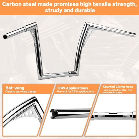 14" Rise Handlebar Ape Bar 1-1/4" Motorcycle Handle Bar Replacement for Harley Davidson Sportster 1984-2022 Road King 1994-2022 Road Glide 1998-2013 Softail 1984-2024 Dyna 1993-2017, Chrome in Saudi Arabia