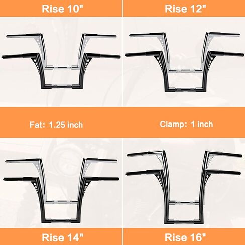 14" Rise Handlebar Ape Bar 1-1/4" Motorcycle Handle Bar Replacement for Harley Davidson Sportster 1984-2022 Road King 1994-2022 Road Glide 1998-2013 Softail 1984-2024 Dyna 1993-2017, Chrome in Saudi Arabia