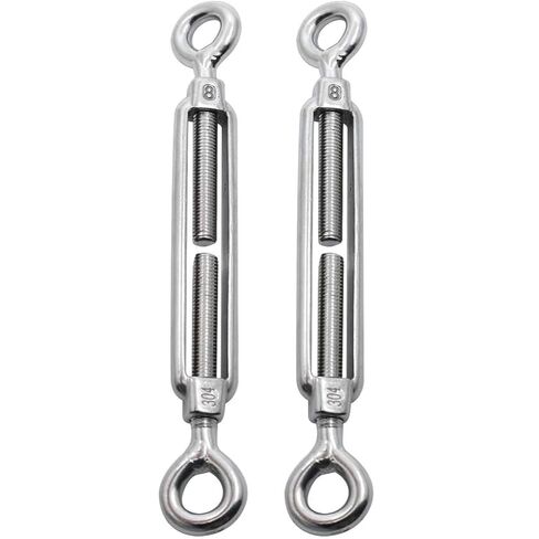 304 Stainless Steel Hook & Hook Turnbuckle Wire Rope Tension Turnbuckle Adjustable, M8 Thread Diameter, Heavy Duty Hook to Hook Turnbuckle, Adjustable Wire Rope Tensioner - (2PCS) in Saudi Arabia