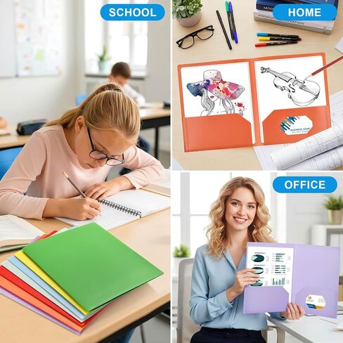 مجلدات بلاستيكية مع جيوب (7 عبوات، ألوان متنوعة)، مجلدات ملونة مع جيوب، فتحة بطاقة مجلد بجيبين للعمل المدرسي والمكتب، لوازم العودة إلى المدرسة، حجم الحروف in Kuwait