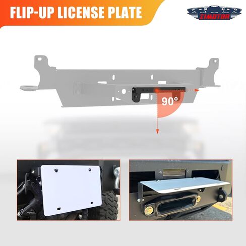 Front Hidden Winch Plate for 2019-2024 Dodge RAM 1500 [Excluded EcoDiesel, Rebel, TRX & Ram 1500 Classic Models] with Flip-up Licence Plate Mounting Bracket, Multiple Size Winches in Saudi Arabia